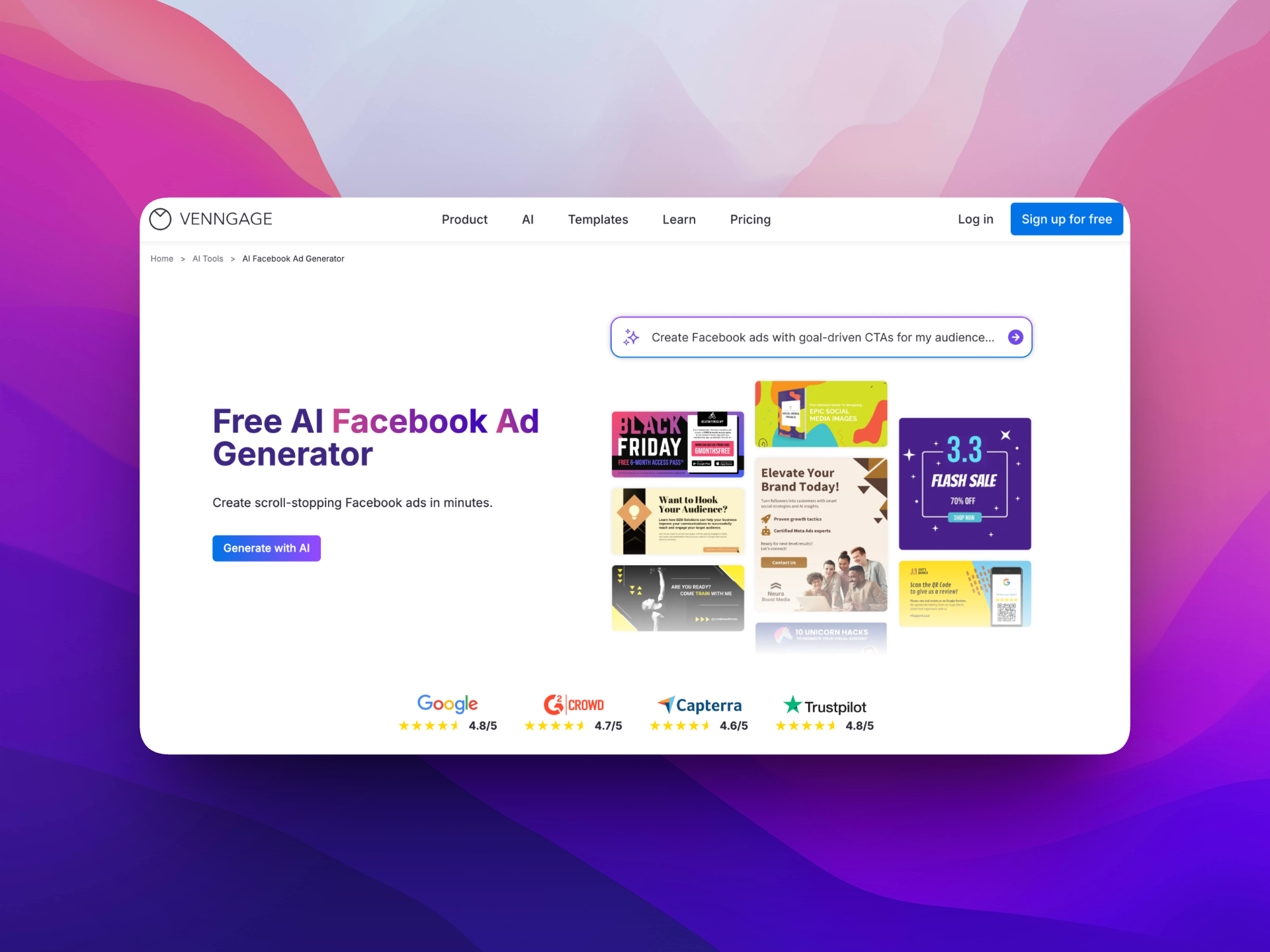 AI Facebook Ad Generator screenshot