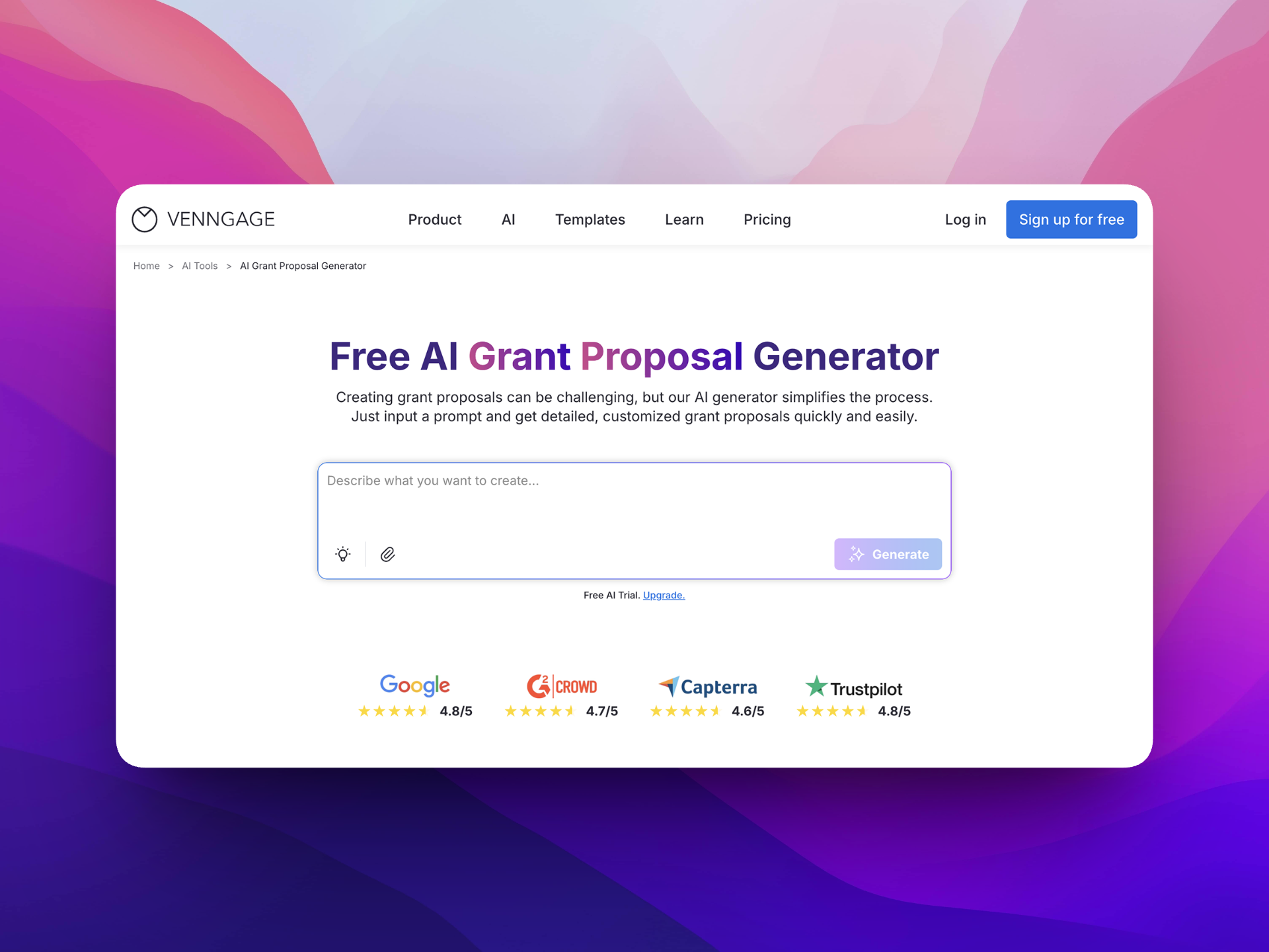 AI Grant Proposal Generator screenshot