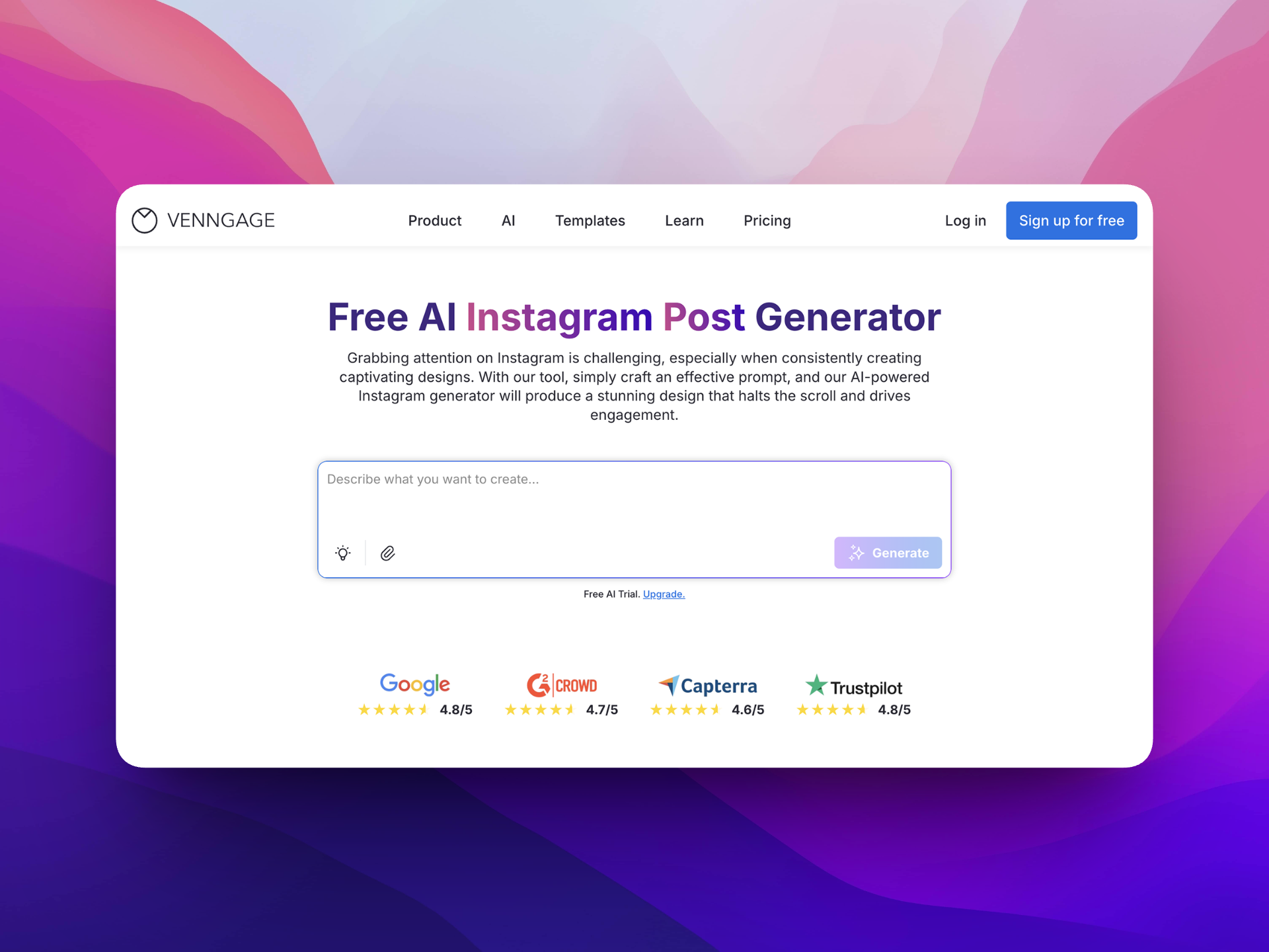 AI Instagram Post Generator screenshot
