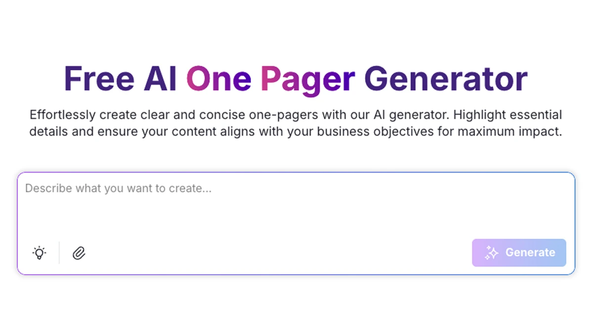 AI One Pager Generator screenshot