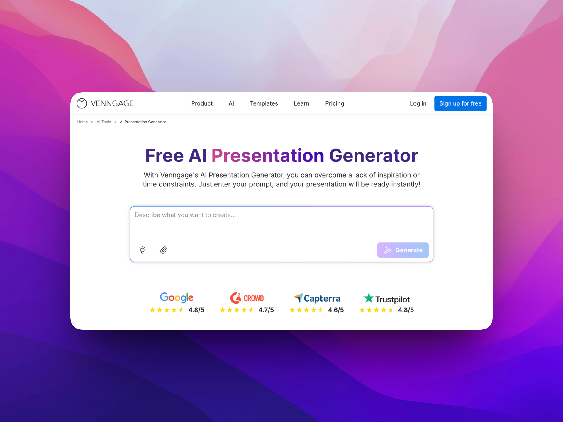 AI Presentation Generator screenshot