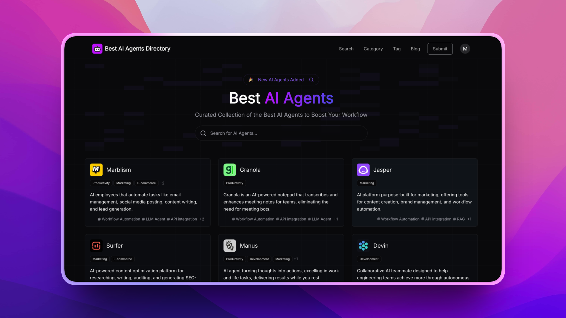 Best AI Agents Directory screenshot