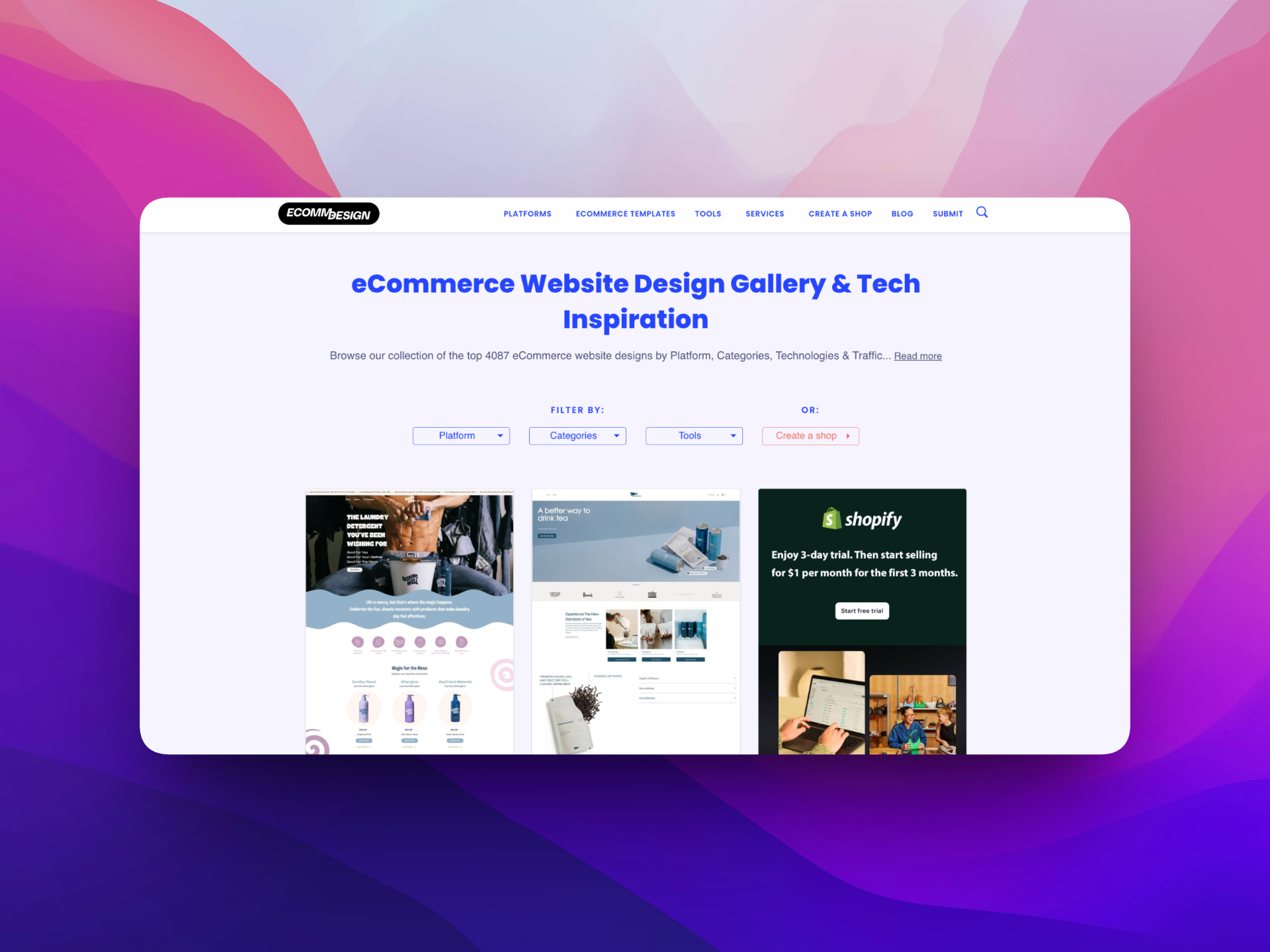 Ecommerce Design screenshot