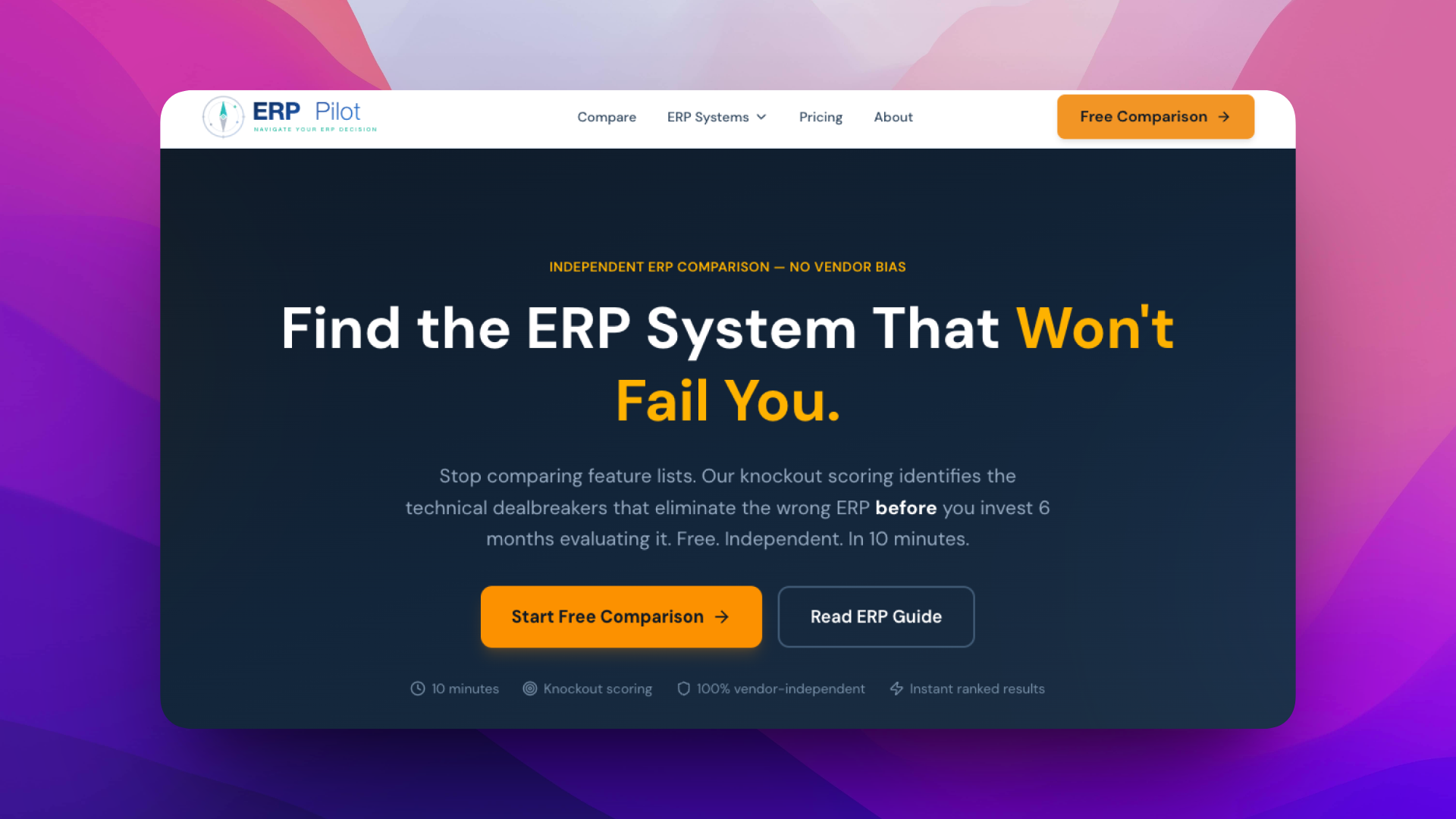 ERP Pilot screenshot