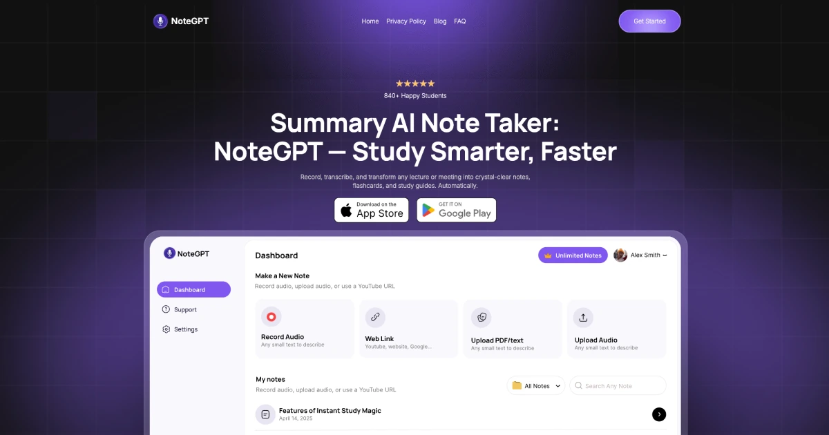 NoteGPT screenshot