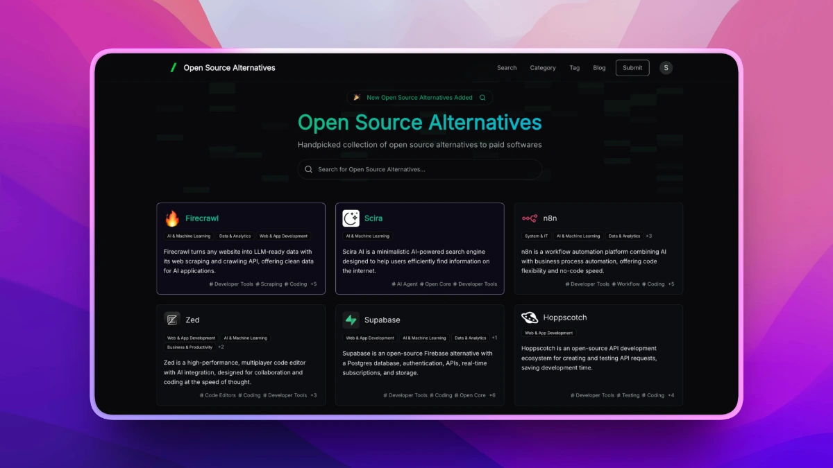 Open Source Alternatives screenshot