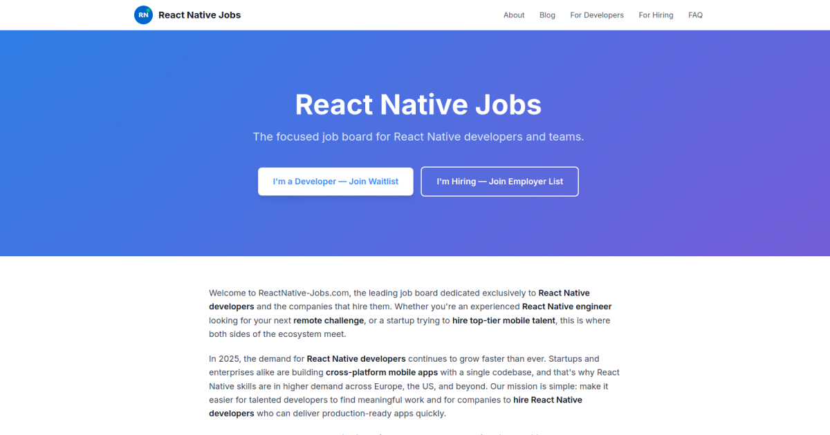 ReactNative Jobs screenshot