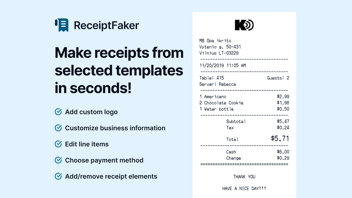 Receipt Faker screenshot
