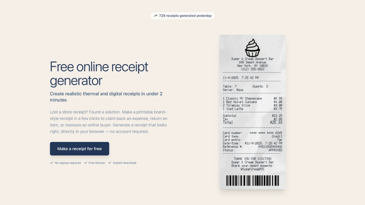 Receipts Maker screenshot