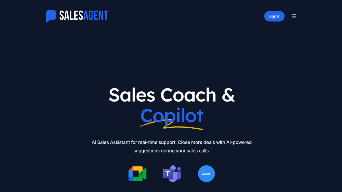 SalesAgent Chat screenshot