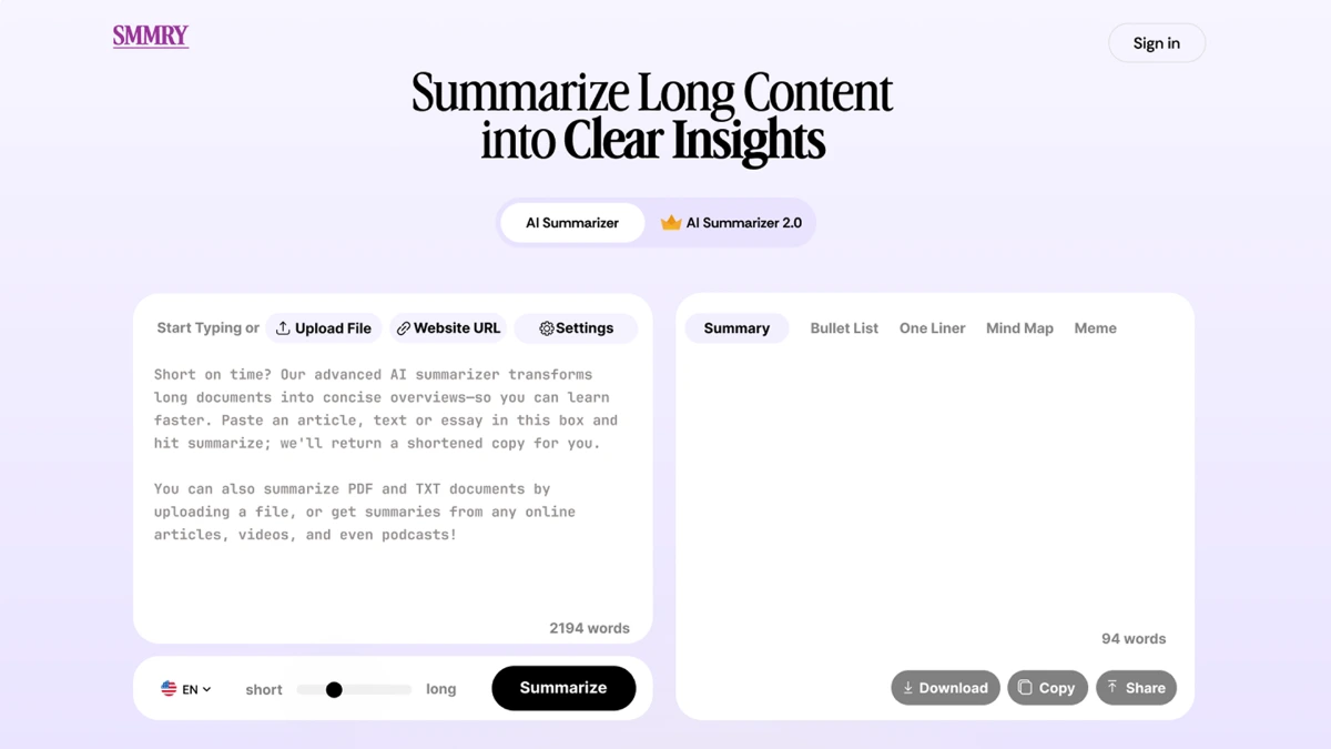 Smmry screenshot