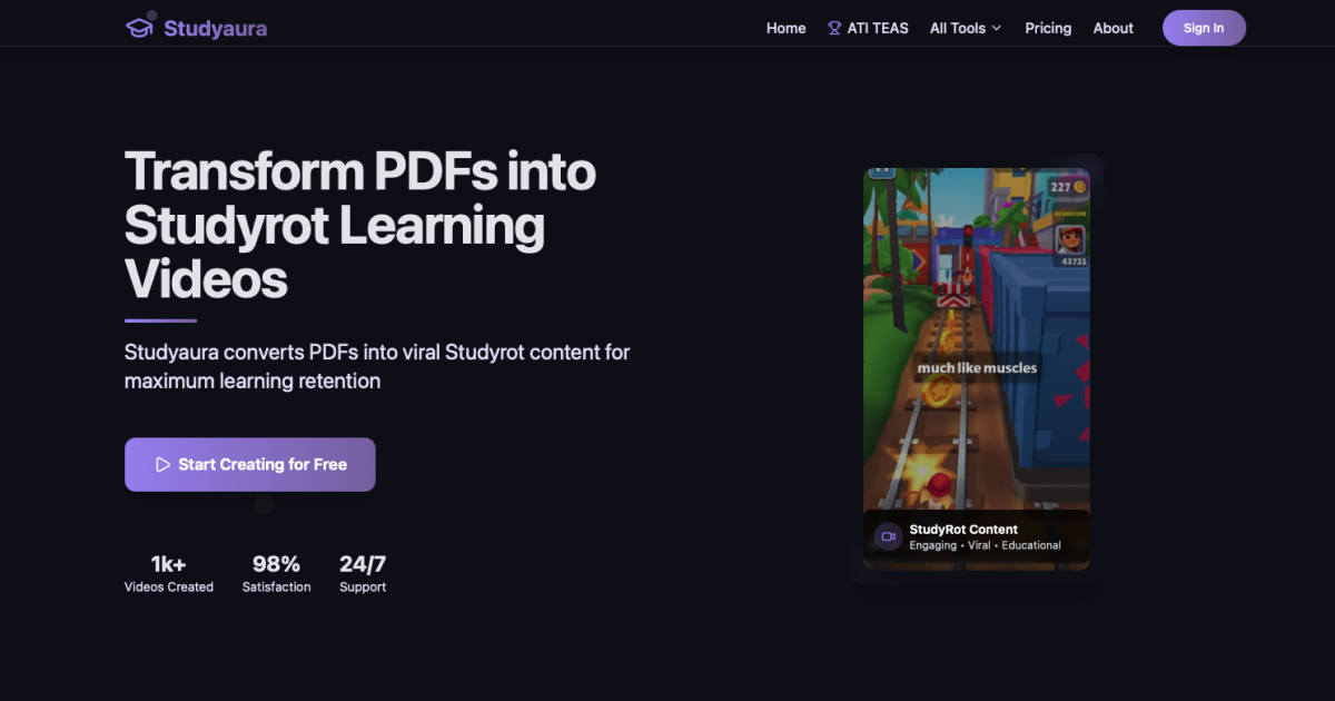 Studyaura.app screenshot