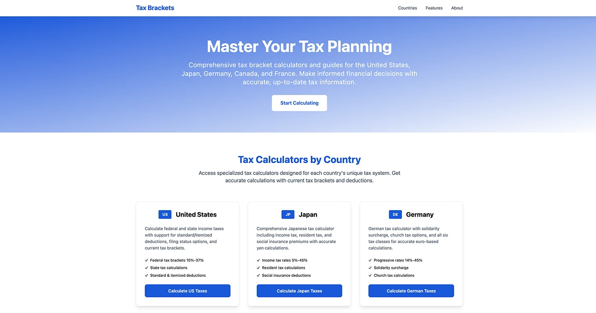Tax Brackets screenshot