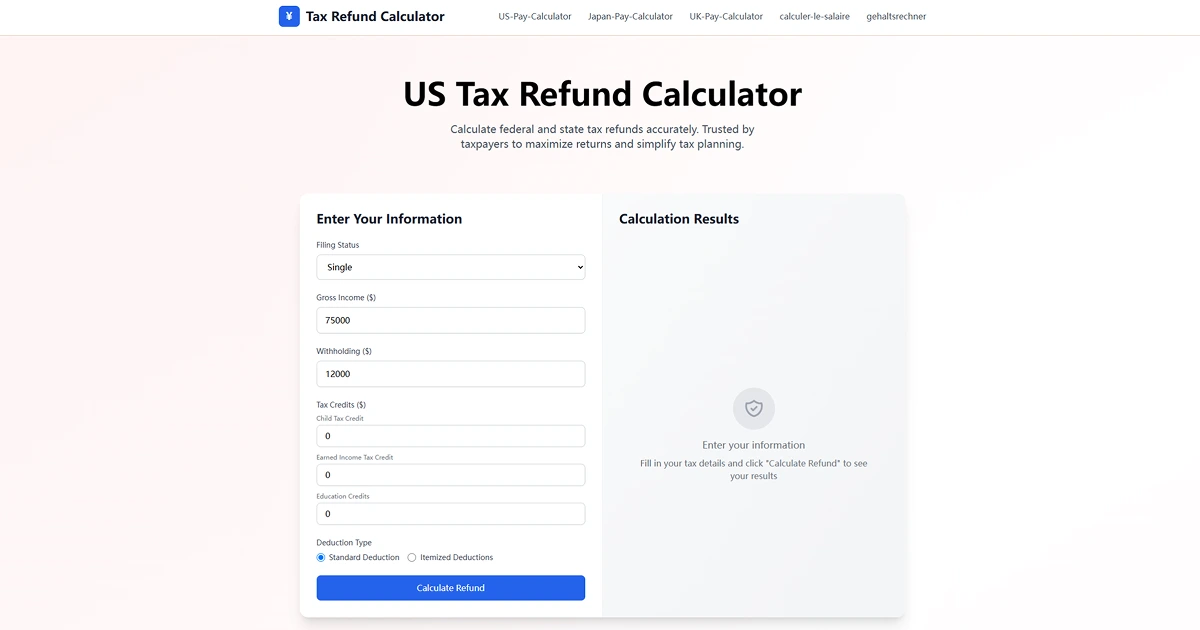 Tax Refund Calculator screenshot