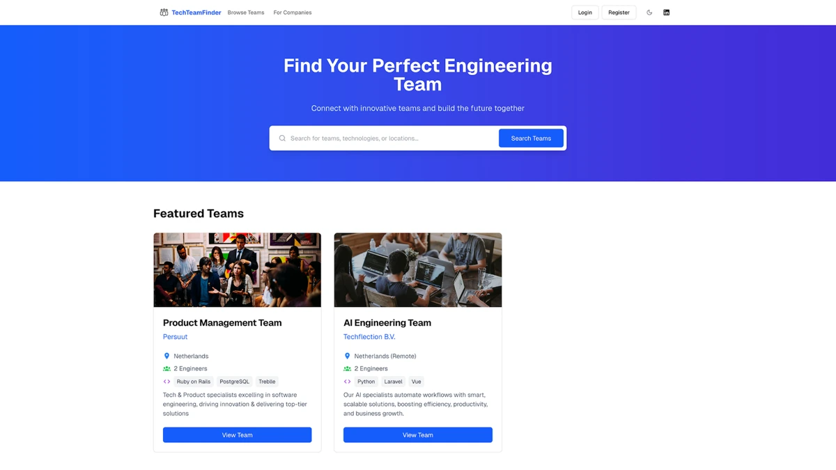 TechTeamFinder screenshot