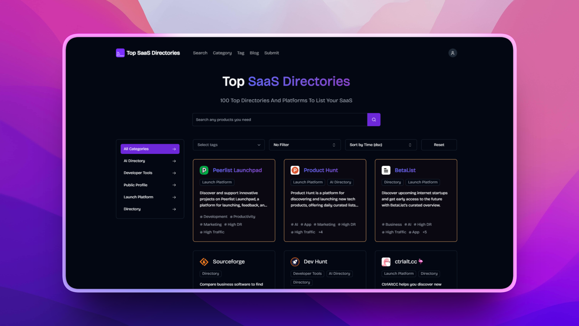 Top SaaS Directories screenshot