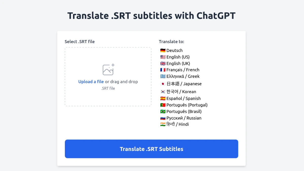 TranslateSRT.online screenshot